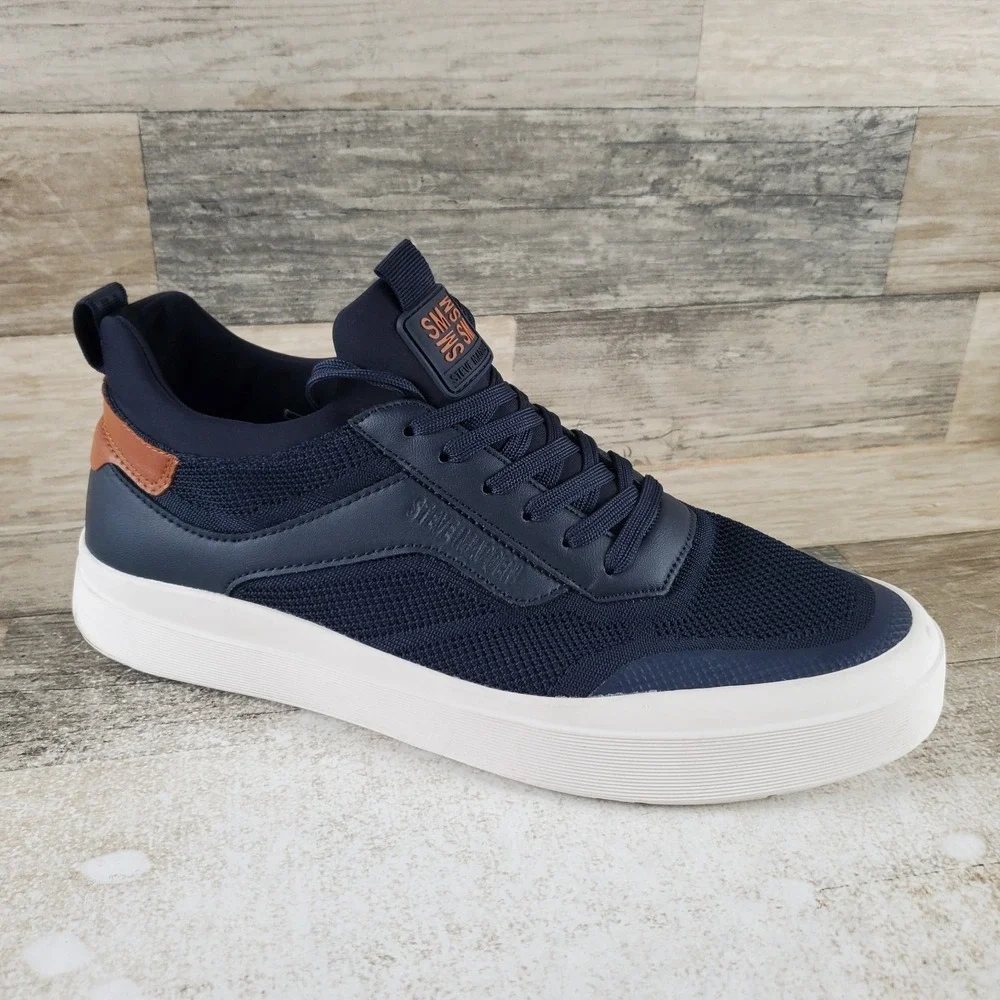 Steve Madden Prime Womens Shoes Sz 10 M Running Navy Blue White Lace-Up Sneakers